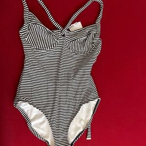 Michael Kors Navy strip one piece bathing suit size 8